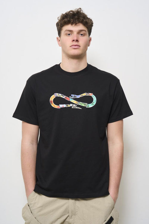 T-shirt uomo girocollo nera con stampa serpente - 1