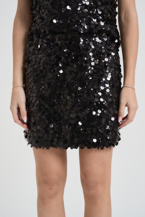 Minigonna donna con paillettes nera - 2