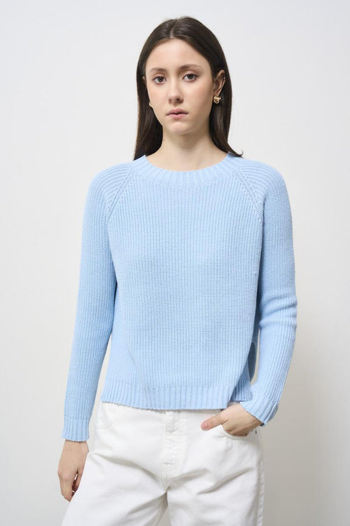 Maglia donna celeste con spacchi laterali