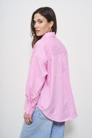 Camicia donna a righe rosa - 4