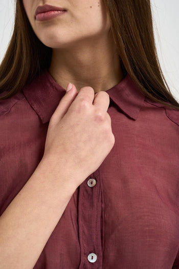 Camicia donna semi-trasparente bordeaux - 3
