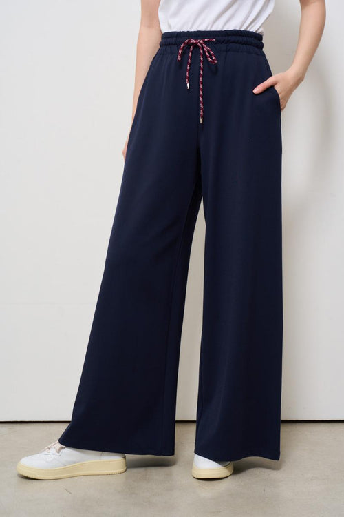 Pantaloni donna blu a palazzo