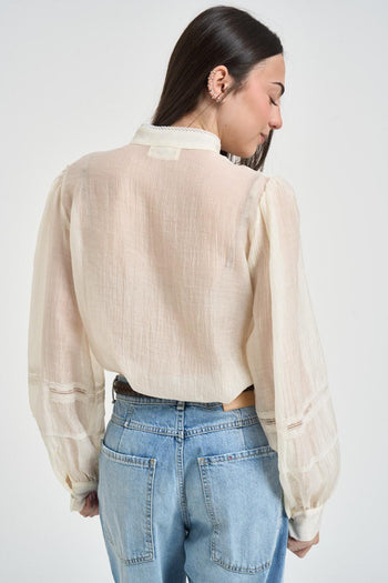 Camicia donna semi-trasparente avorio - 4