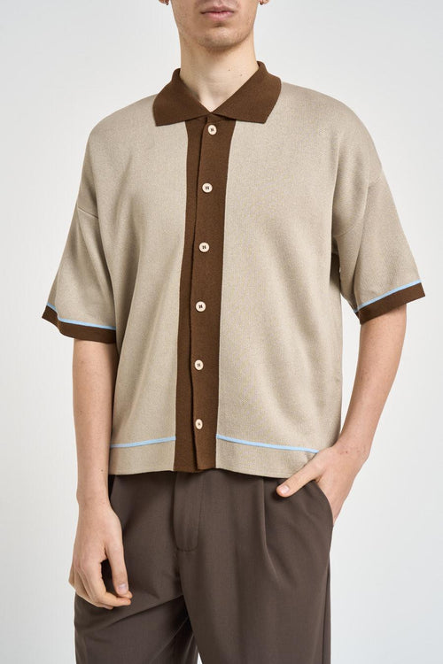 Camicia uomo in maglia beige e moro - 2