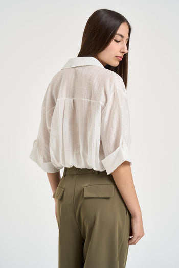 Camicia donna cropped bianca - 3