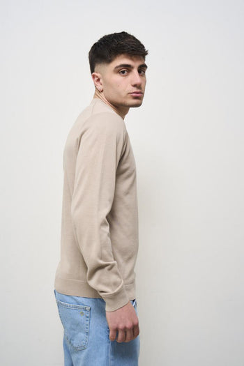 Men's round neck sand sweater - 3