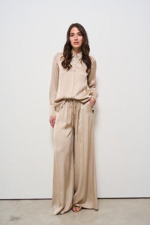 Camicia donna satinata beige