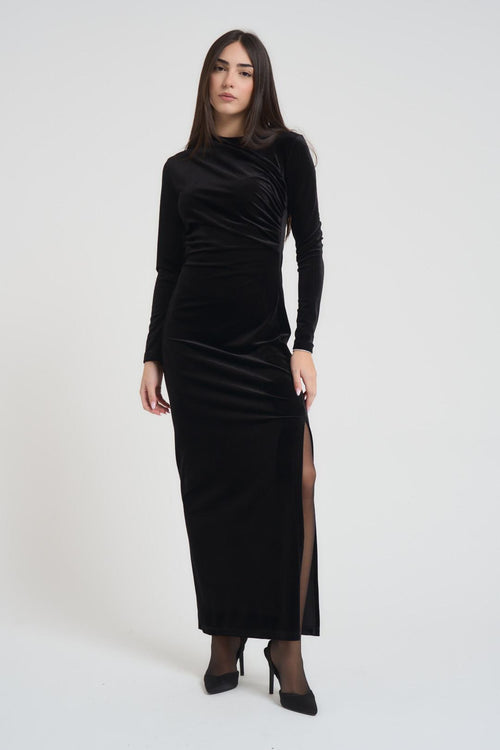 Abito donna lungo in velluto nero