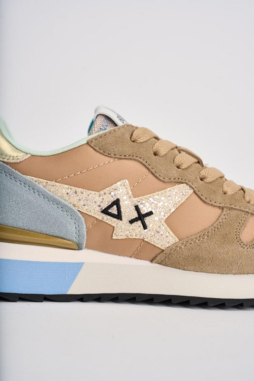 Sneakers donna suede cammello e beige - 2