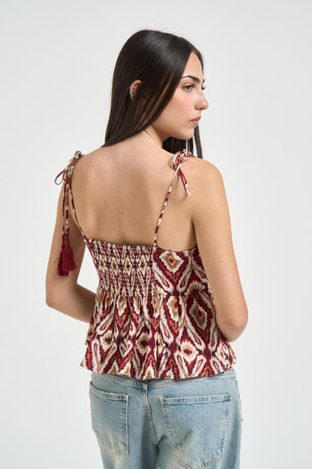 Top donna fantasia geometrica bordeaux - 3