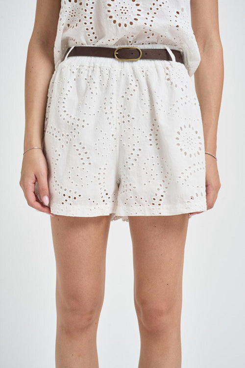 Shorts donna traforato bianco - 1
