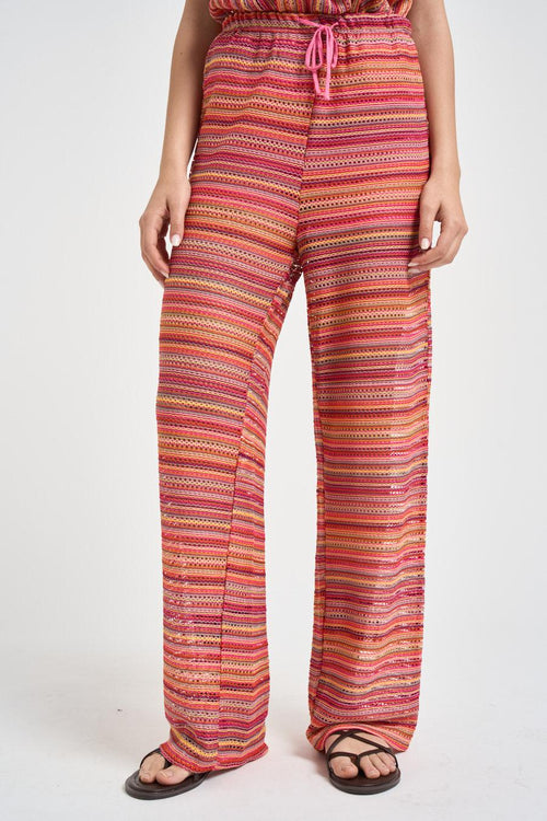 Pantalone donna a righe multicolor