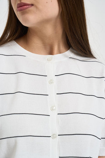 Cardigan donna a righe bianco - 3