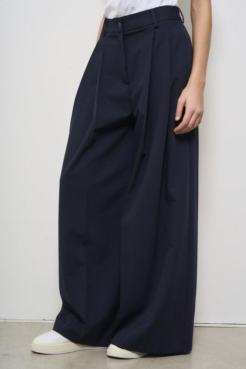 Women's blue wide-leg trousers - 2