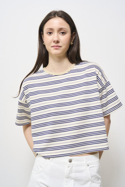 T-shirt donna a righe blu