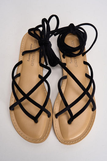 Sandali donna infradito in suede nero - 5