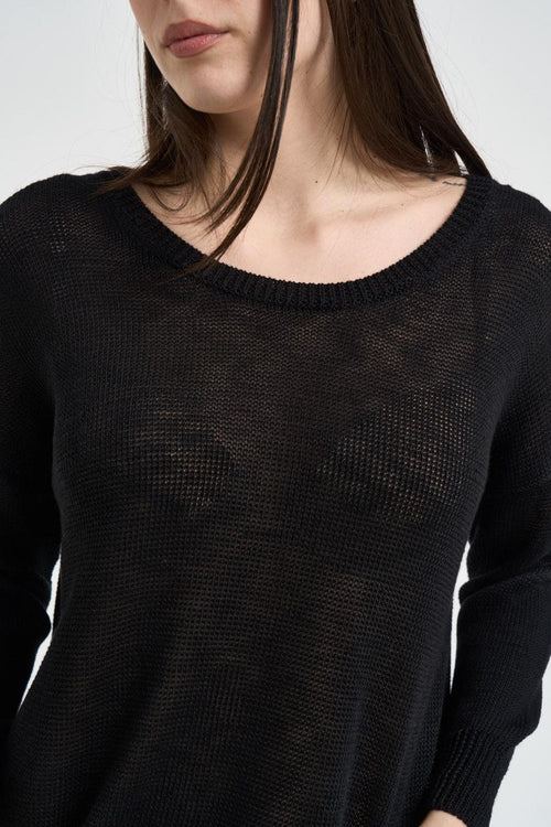 Maglia donna scollo a barca nera - 2