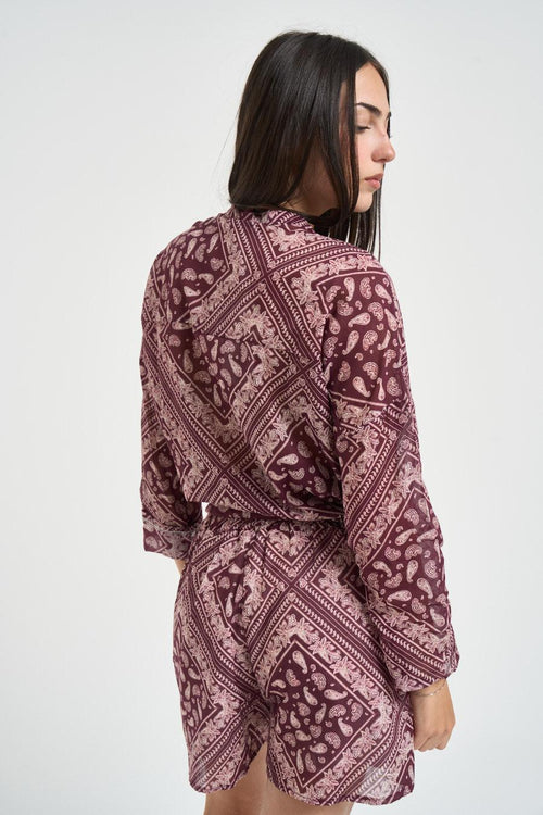 Camicia donna fantasia bandana bordeaux - 2