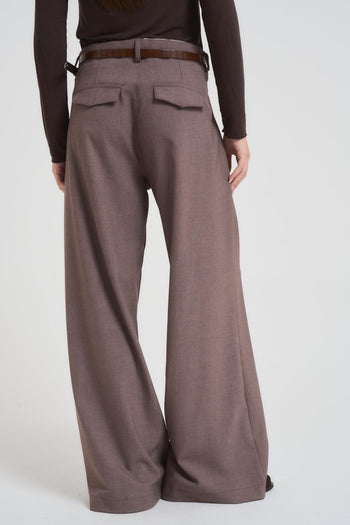 Pantalone donna a palazzo nocciola - 3