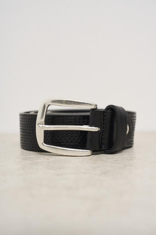 Black perforated men's belt - 2