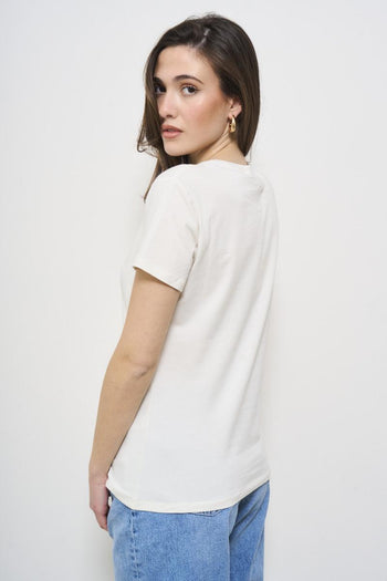 Women's white crew neck t-shirt - 3
