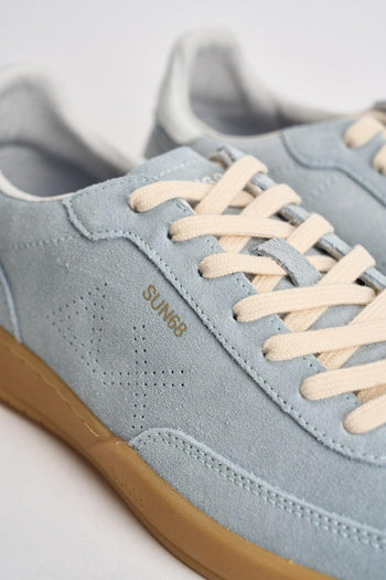 Sneakers donna in suede celeste - 5