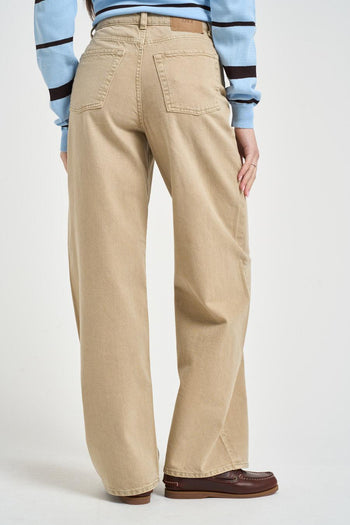 Jeans donna gamba dritta in denim beige<BR/> - 3