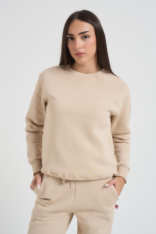 Felpa donna girocollo beige - 2