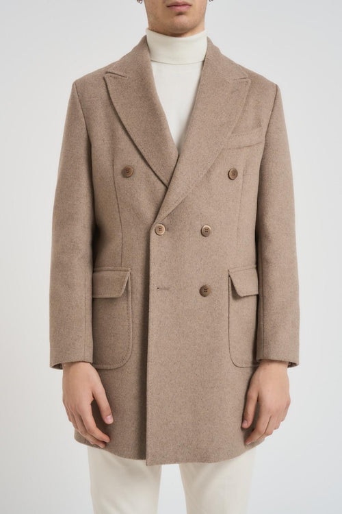 Cappotto uomo doppiopetto midi beige - 2