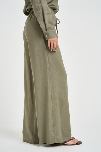 Pantalone donna fluido verde militare - 4