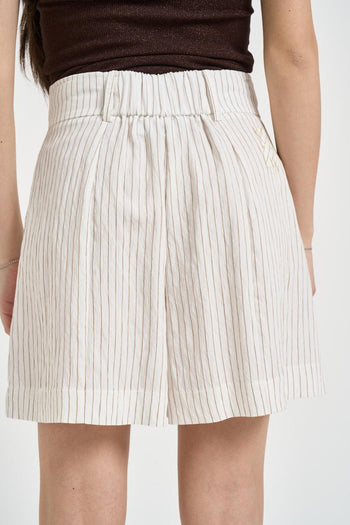 Shorts donna gessato panna - 4