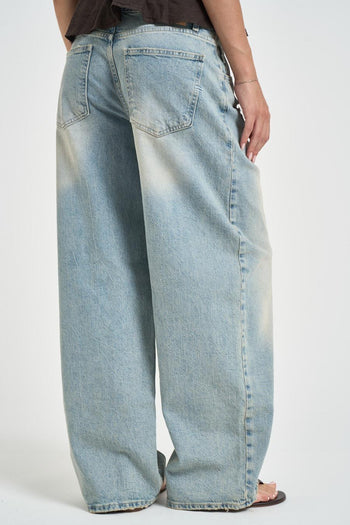 Jeans donna wide leg in denim chiaro - 4