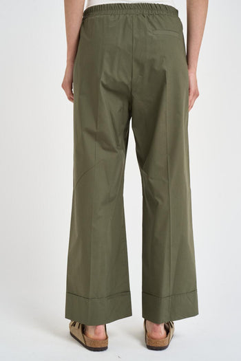 Pantalone donna fluido verde militare - 3