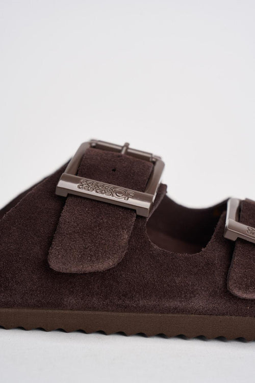 Sandalo donna in suede marrone - 2