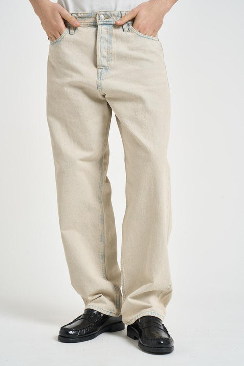 Jeans uomo baggy in denim crema