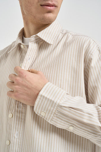Camicia uomo a righe beige - 3