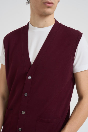 Gilet scollo a V uomo bordeaux - 3