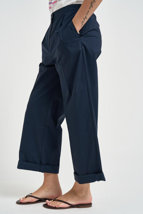 Pantalone donna con pinces blu - 2