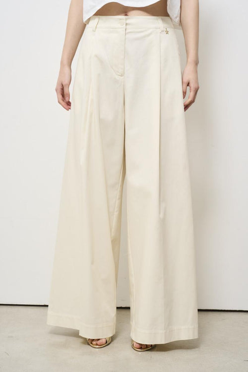 Pantalone donna panna con pinces
