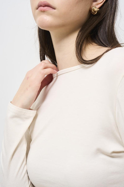 Maglia donna panna cut-out sul retro - 2