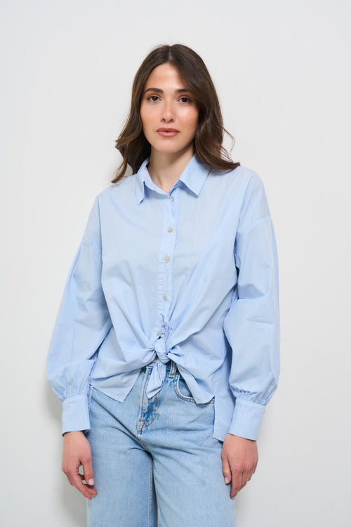 Camicia donna celeste con nodo - 2