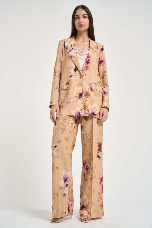 Blazer donna in tessuto leggero con stampa floreale