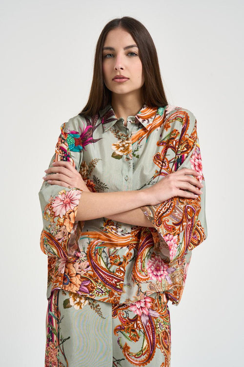 Camicia donna in tessuto leggero fantasia floreale - 2