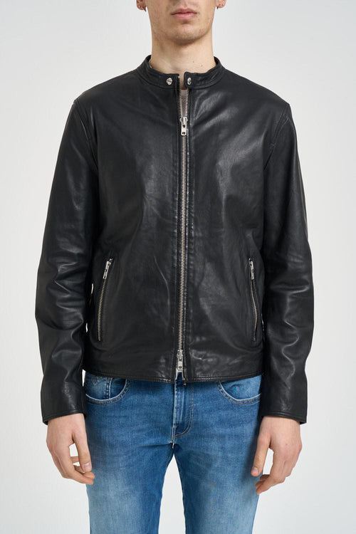 Giubbotto uomo in pelle nero - 2