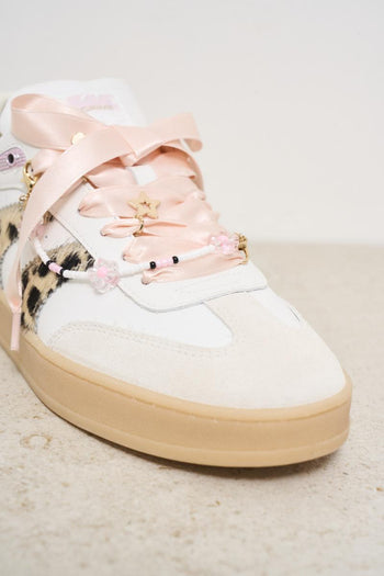 Women's white and animalier sneakers - 4