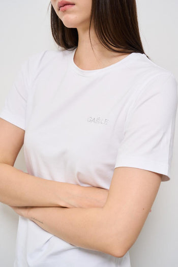 T-shirt donna girocollo con strass - 3