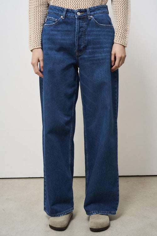 Jeans donna gamba dritta denim scuro