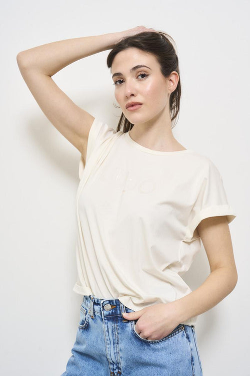 White women's t-shirt with front logo