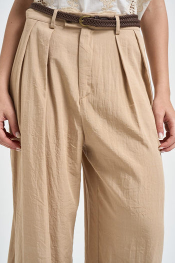 Pantalone donna a palazzo beige - 5