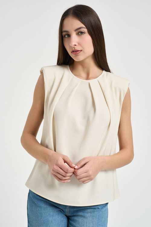 Blusa donna drappeggiata avorio - 1